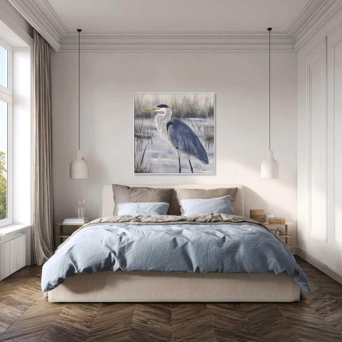 Mist Gaze - Blue Grey Heron Oil Painting#M6916 Painting artwepaint 