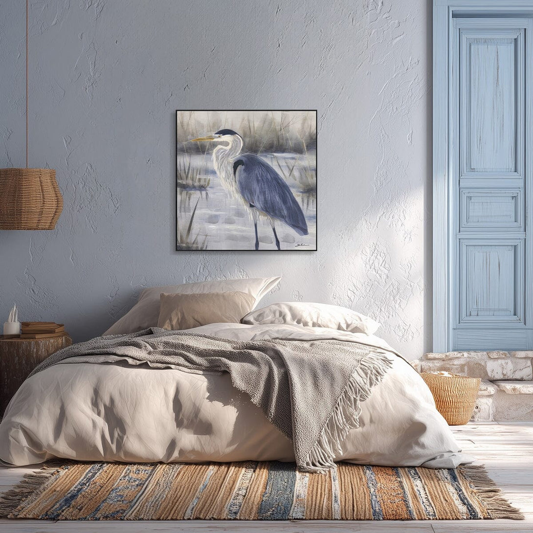 Mist Gaze - Blue Grey Heron Oil Painting#M6916 Painting artwepaint 