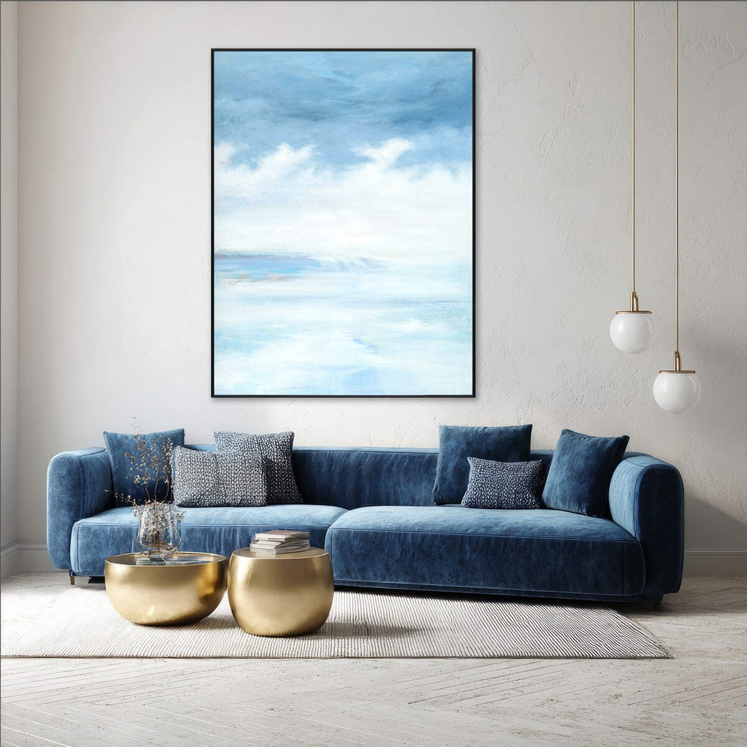 Misty Horizon - Tranquil Blue Abstract #J2569 Painting artwepaint 