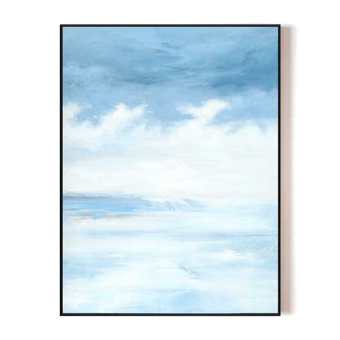 Misty Horizon - Tranquil Blue Abstract #J2569 Painting artwepaint 