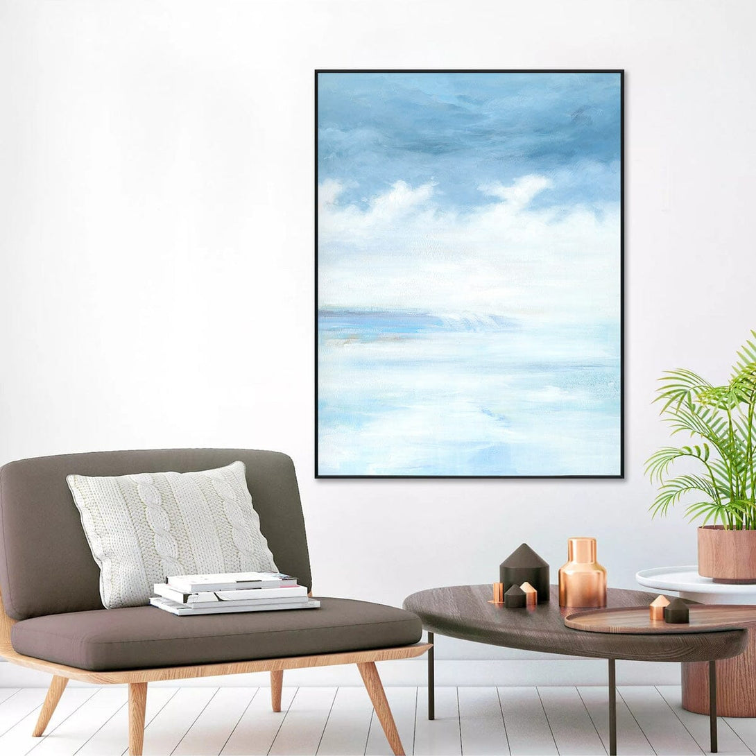 Misty Horizon - Tranquil Blue Abstract #J2569 Painting artwepaint 