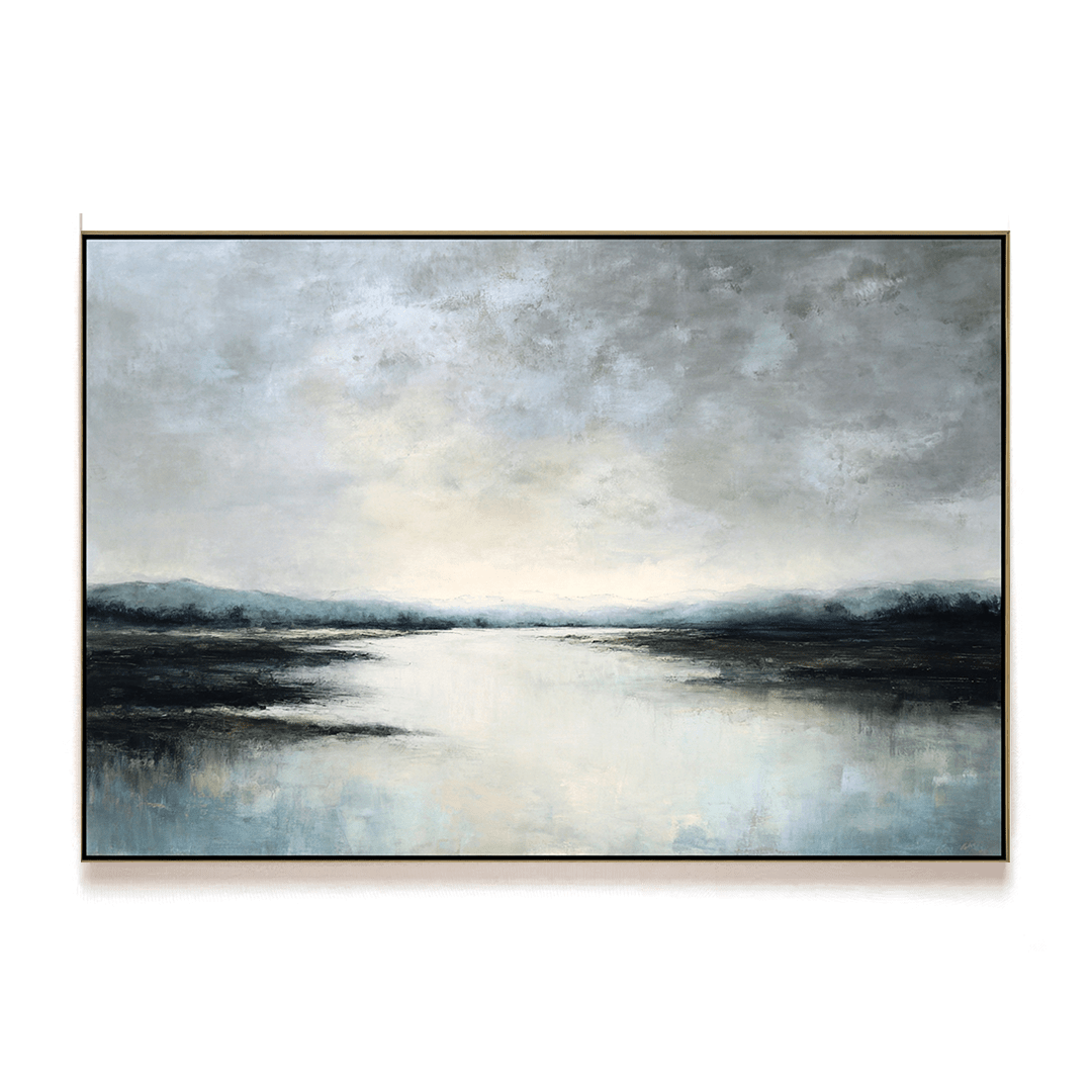 Misty Shore - Gray Blue Landscape Painting #68 Painting artwepaint 