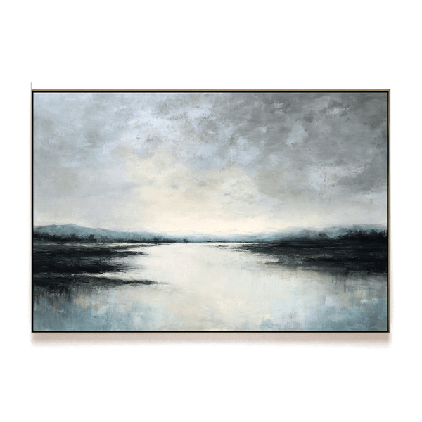 Misty Shore - Gray Blue Landscape Painting #68 Painting artwepaint 