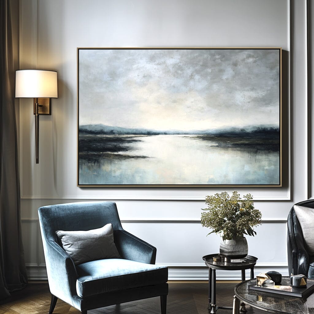 Misty Shore - Gray Blue Landscape Painting #68 Painting artwepaint 