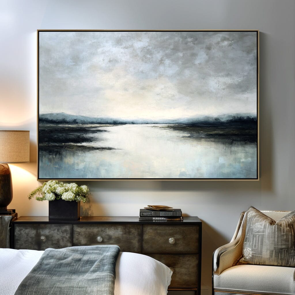 Misty Shore - Gray Blue Landscape Painting #68 Painting artwepaint 