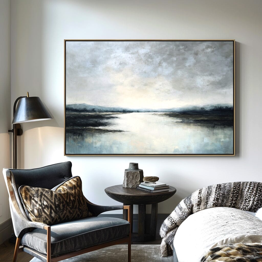 Misty Shore - Gray Blue Landscape Painting #68 Painting artwepaint 