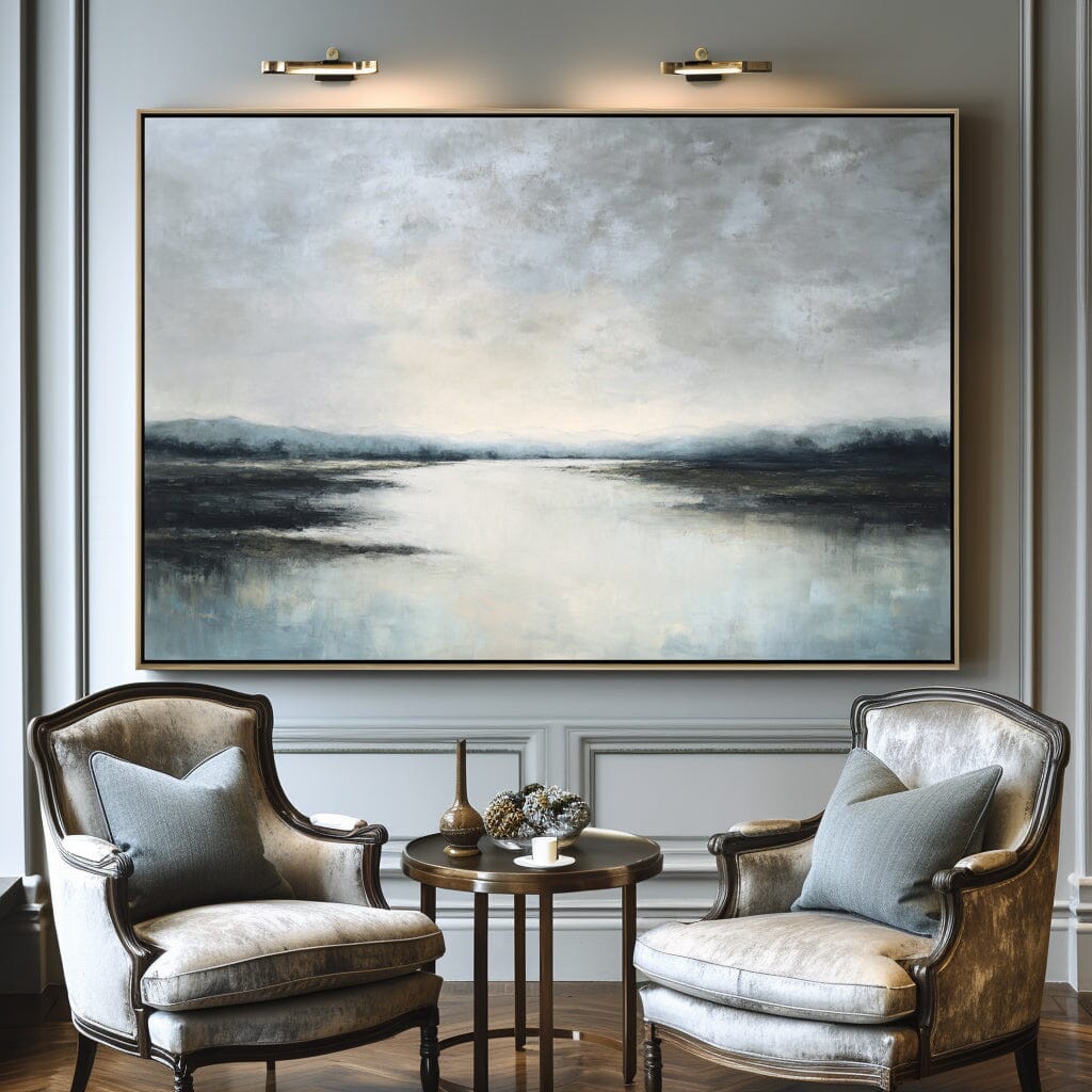 Misty Shore - Gray Blue Landscape Painting #68 Painting artwepaint 