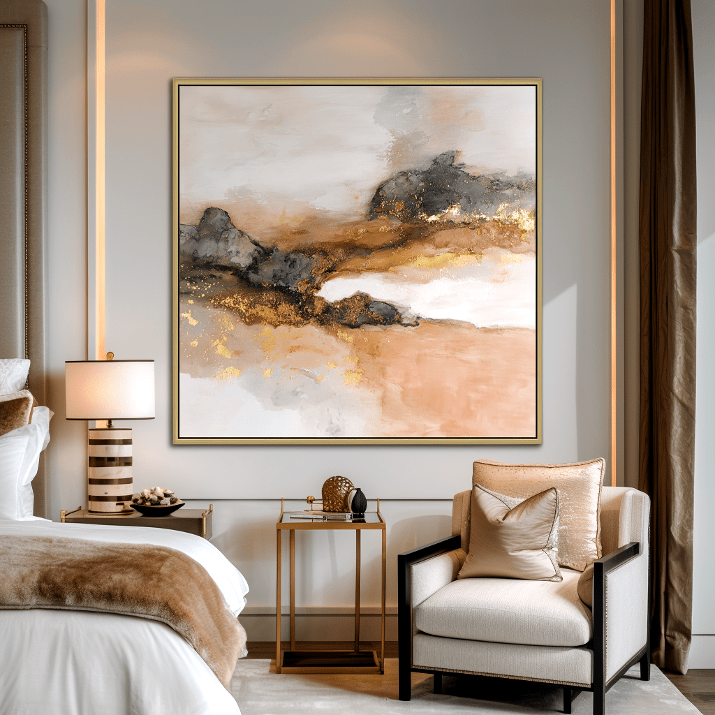 Molten Harmony – Brown and Gold Abstract Painting #awp53 Painting artwepaint 