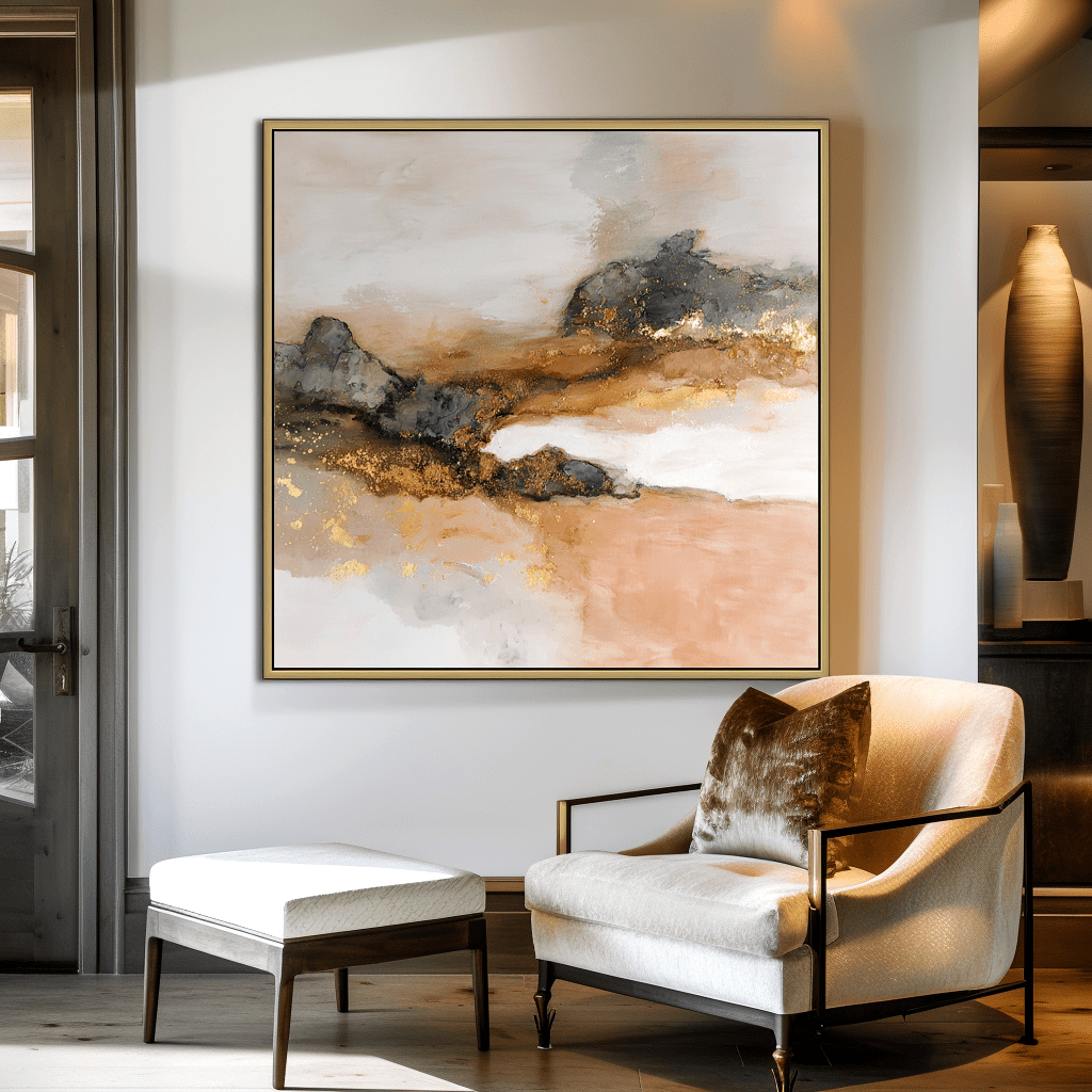 Molten Harmony – Brown and Gold Abstract Painting #awp53 Painting artwepaint 