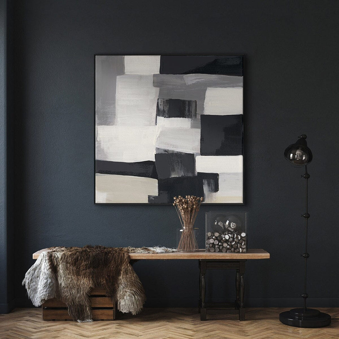 Monochrome Blocks - Black & Grey Abstract Painting #M4700 Painting artwepaint 