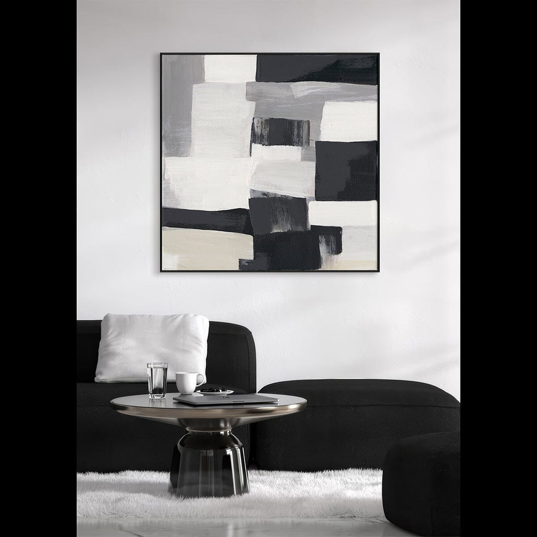 Monochrome Blocks - Black & Grey Abstract Painting #M4700 Painting artwepaint 