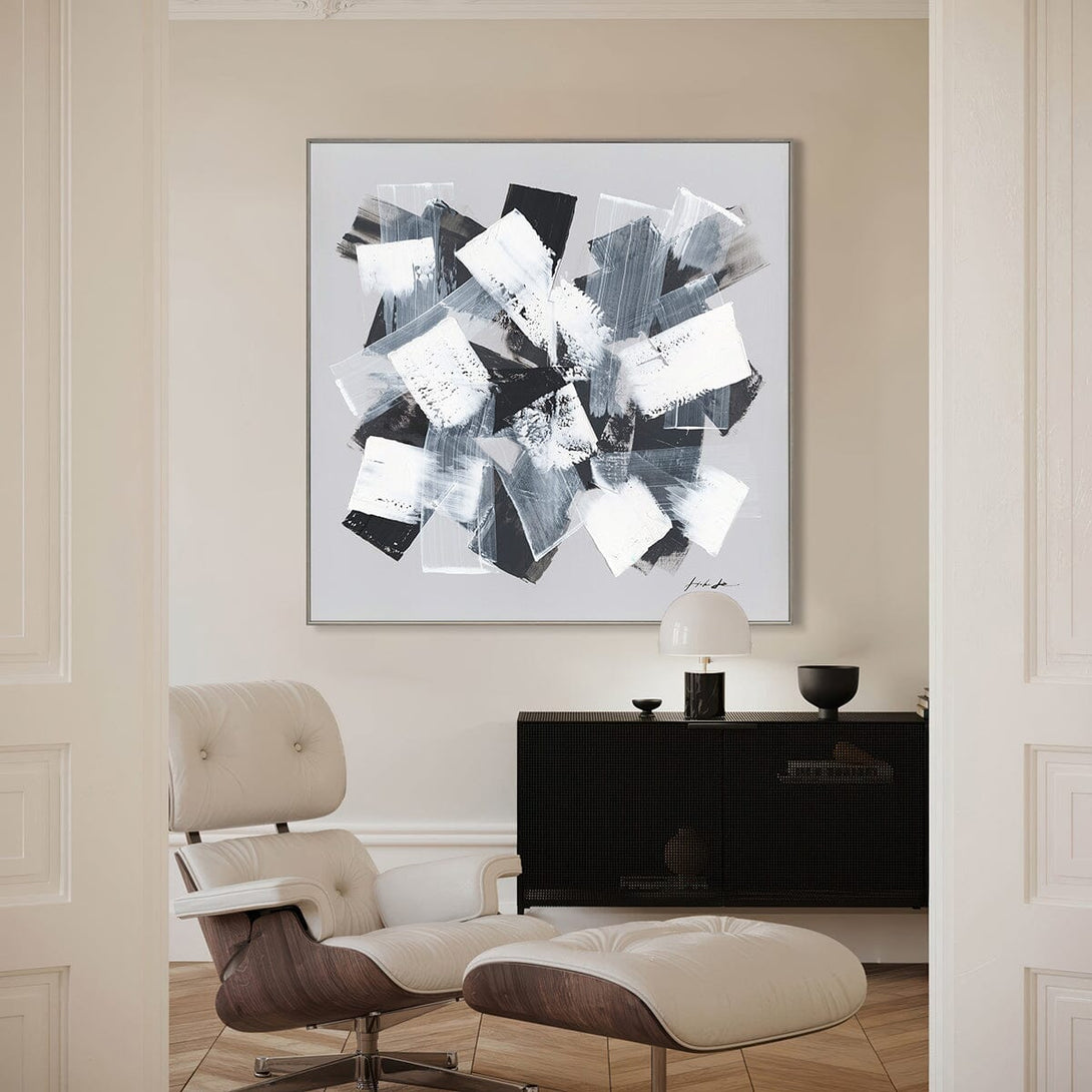 Monochrome Burst-Black & White Abstract Painting #P5594 Painting artwepaint 