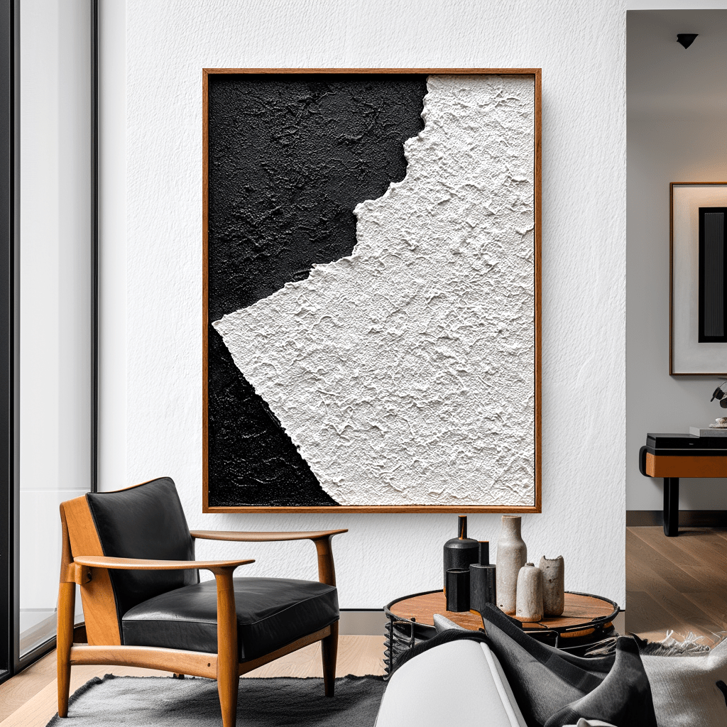 Monochrome Divide – Black and White Textured Painting #93026 Painting artwepaint 