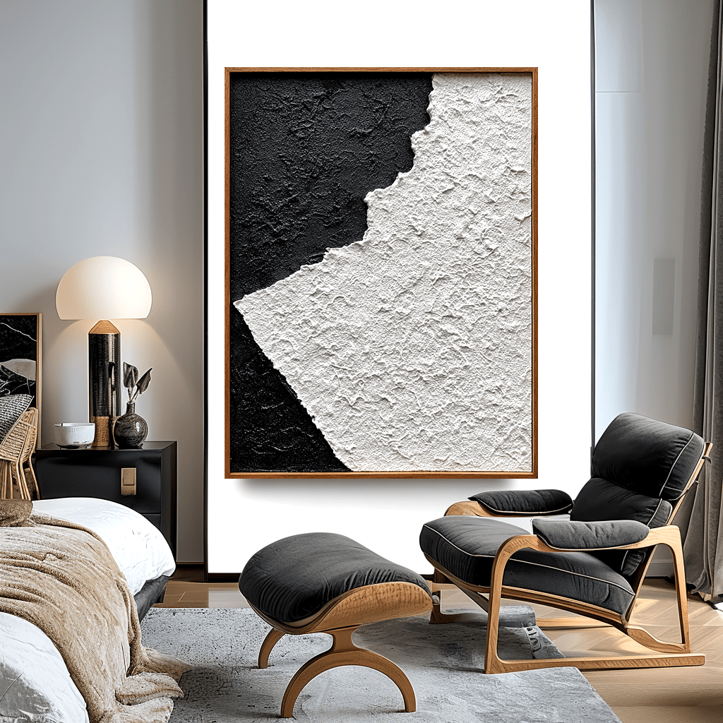 Monochrome Divide – Black and White Textured Painting #93026 Painting artwepaint 