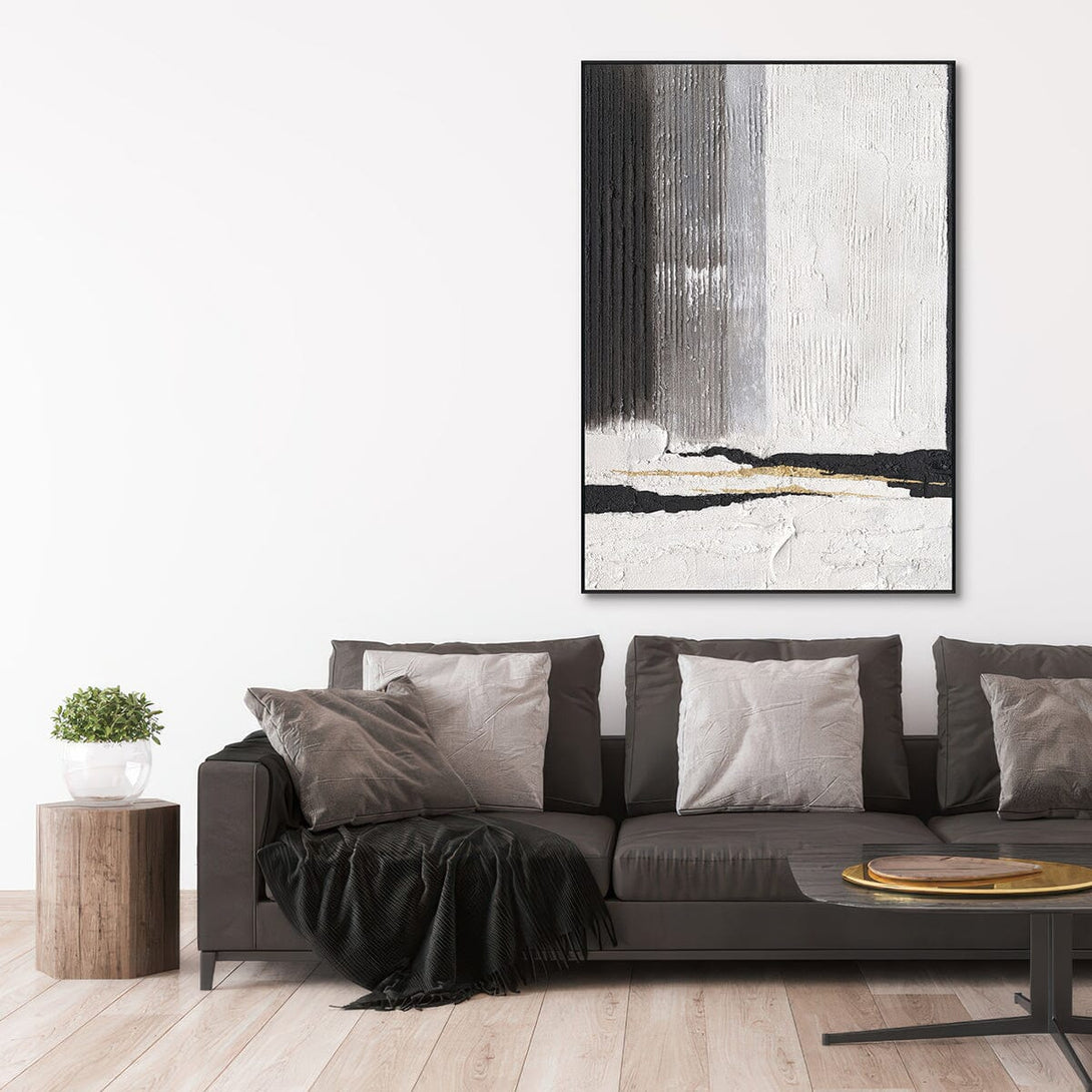Monochrome Gleam – Black & White Gold Abstract #L4671 Painting artwepaint 