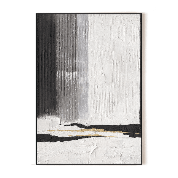 Monochrome Gleam – Black & White Gold Abstract #L4671 Painting artwepaint 