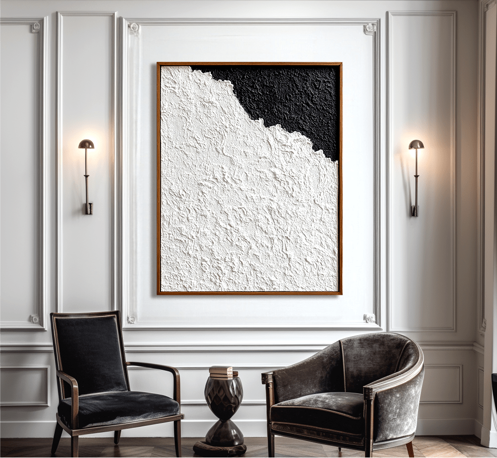 Monochrome Horizon – Black and White Texture Painting #93039 Painting artwepaint 