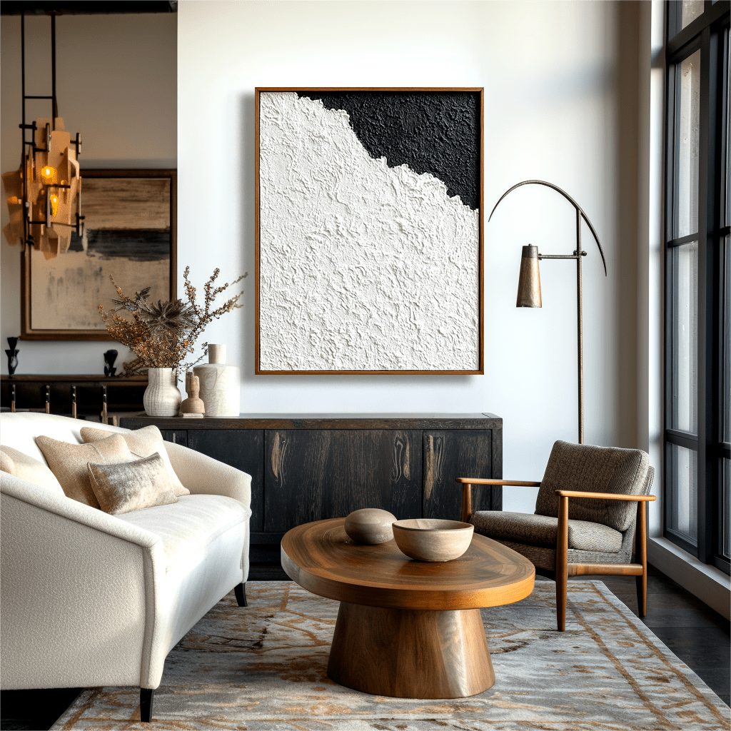 Monochrome Horizon – Black and White Texture Painting #93039 Painting artwepaint 