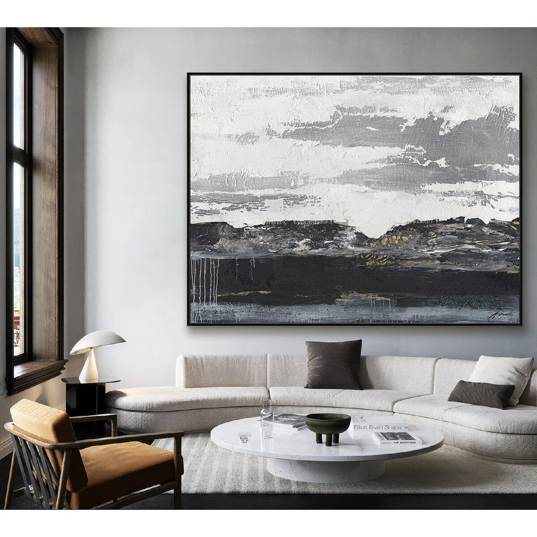 Monochrome Horizon-Black & White Abstract Painting #P6215 Painting artwepaint 