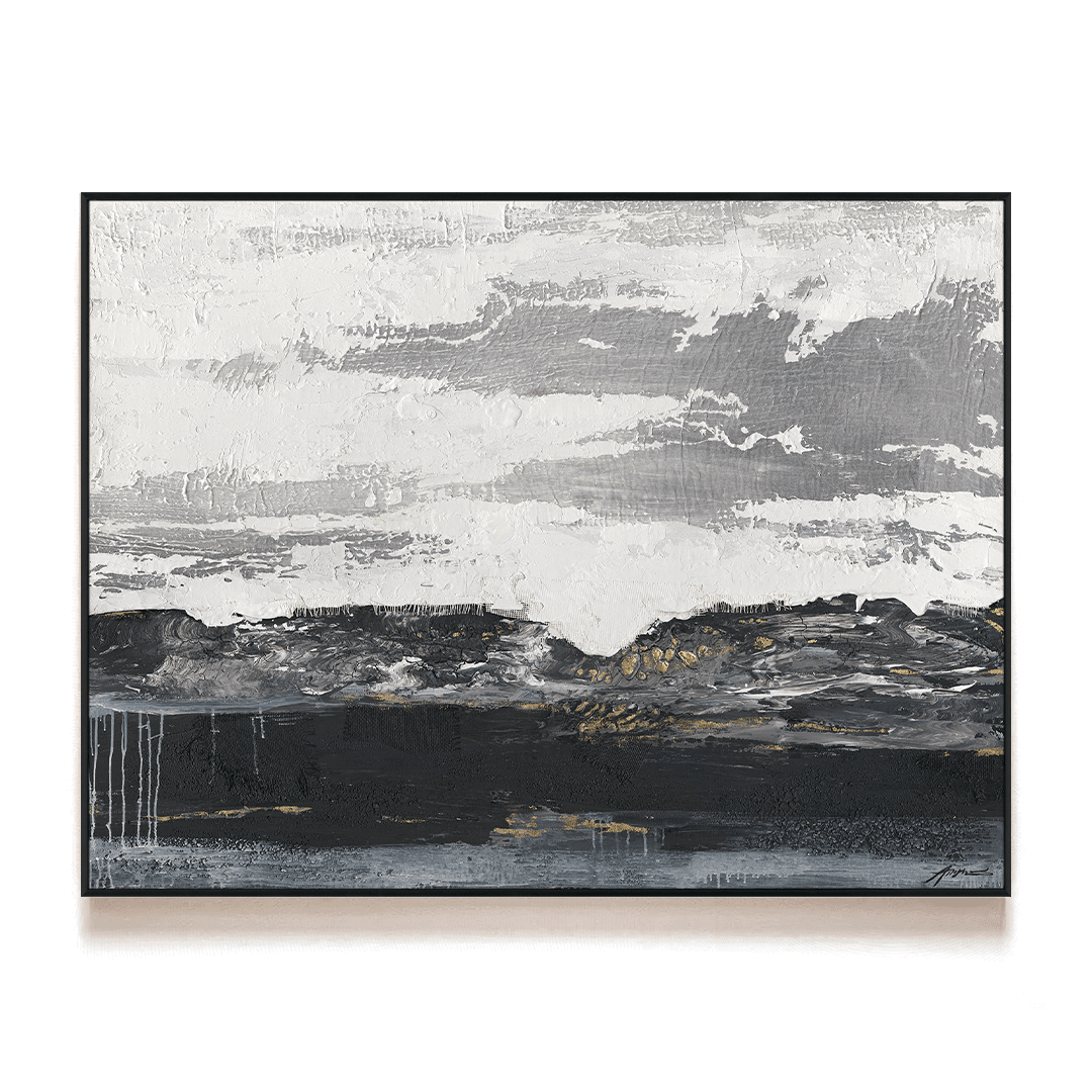 Monochrome Horizon-Black & White Abstract Painting #P6215 Painting artwepaint 