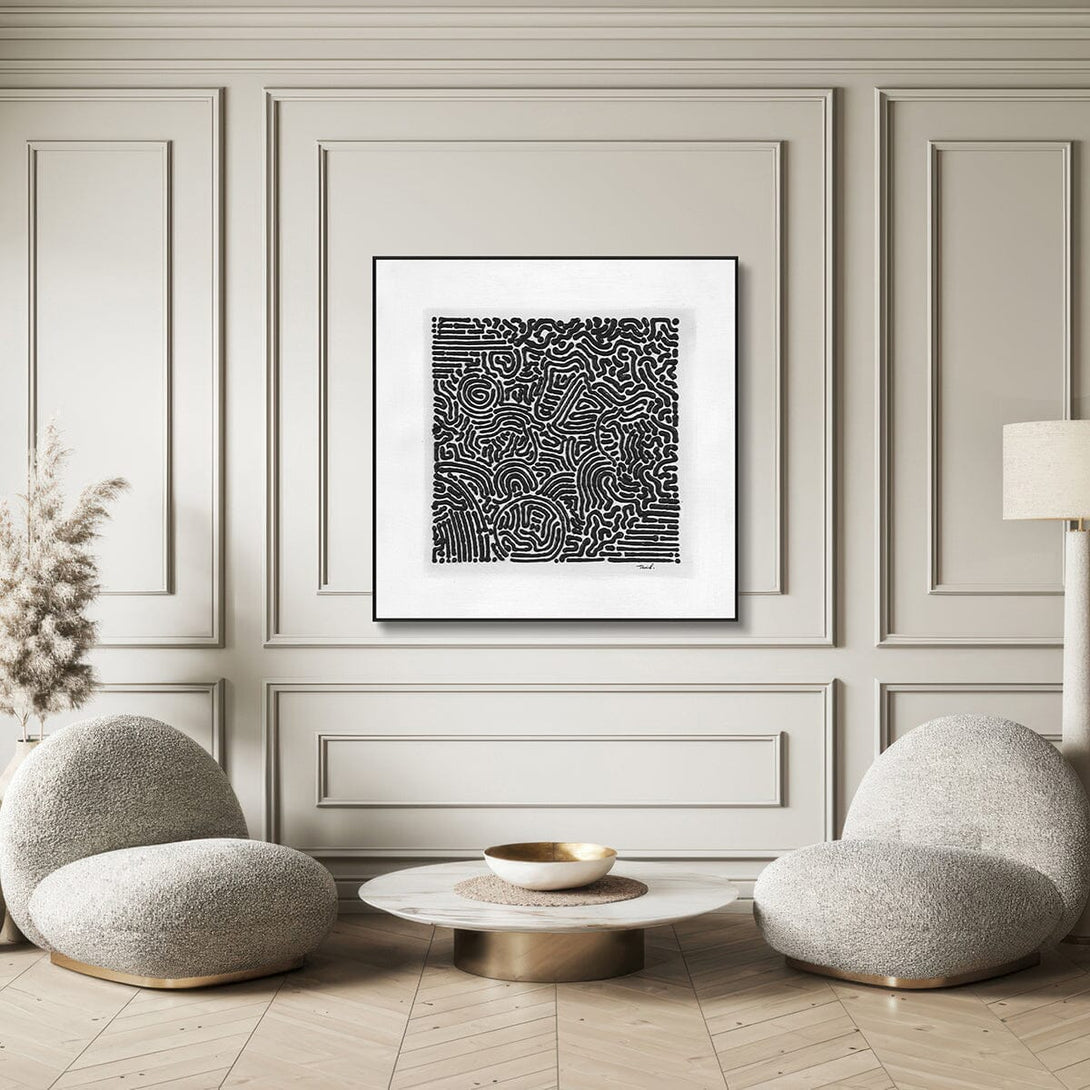 Monochrome Labyrinth-Black and White Abstract Painting #H3169 Painting artwepaint 