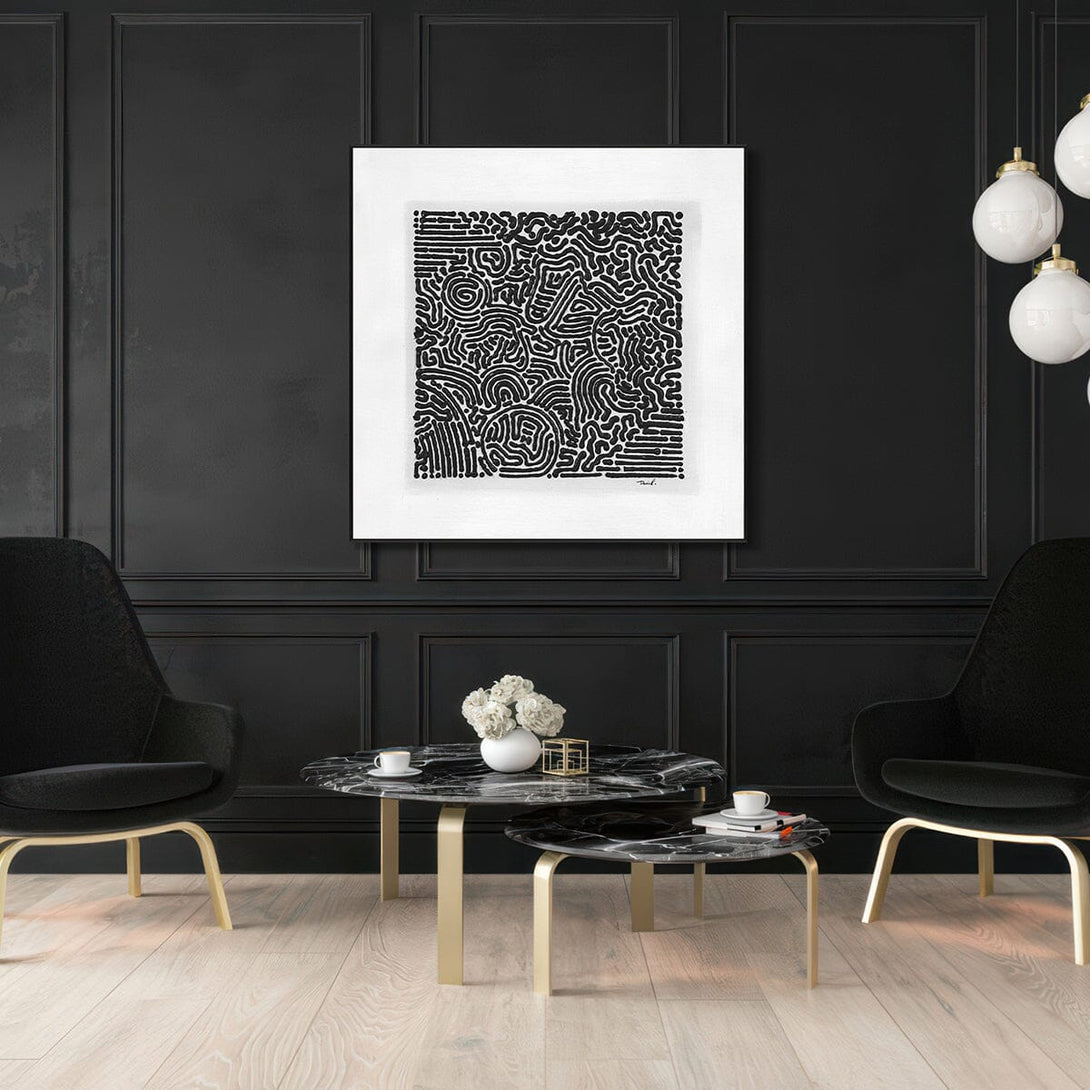 Monochrome Labyrinth-Black and White Abstract Painting #H3169 Painting artwepaint 