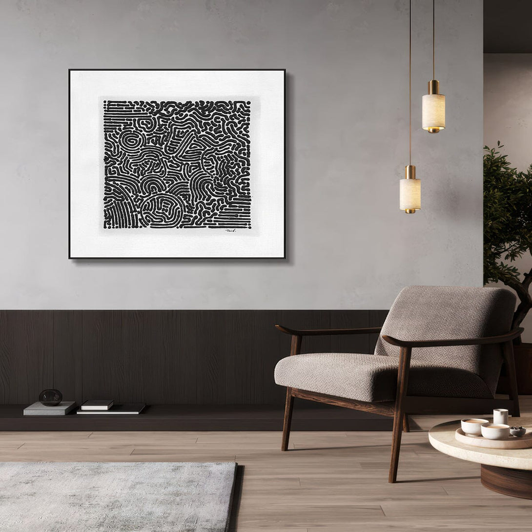 Monochrome Labyrinth-Black and White Abstract Painting #H3169 Painting artwepaint 