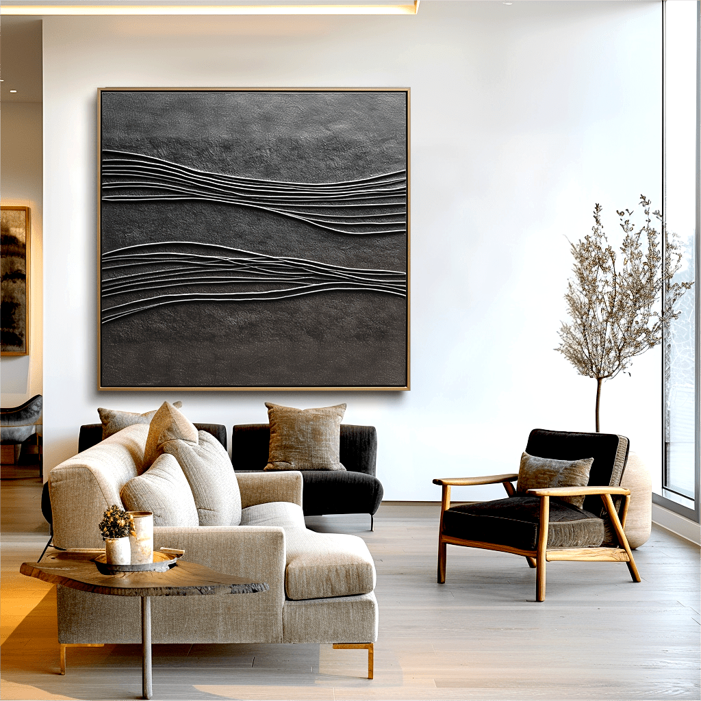 Monochrome Layers – Grey Neutral Textured Painting #93025 Painting artwepaint 