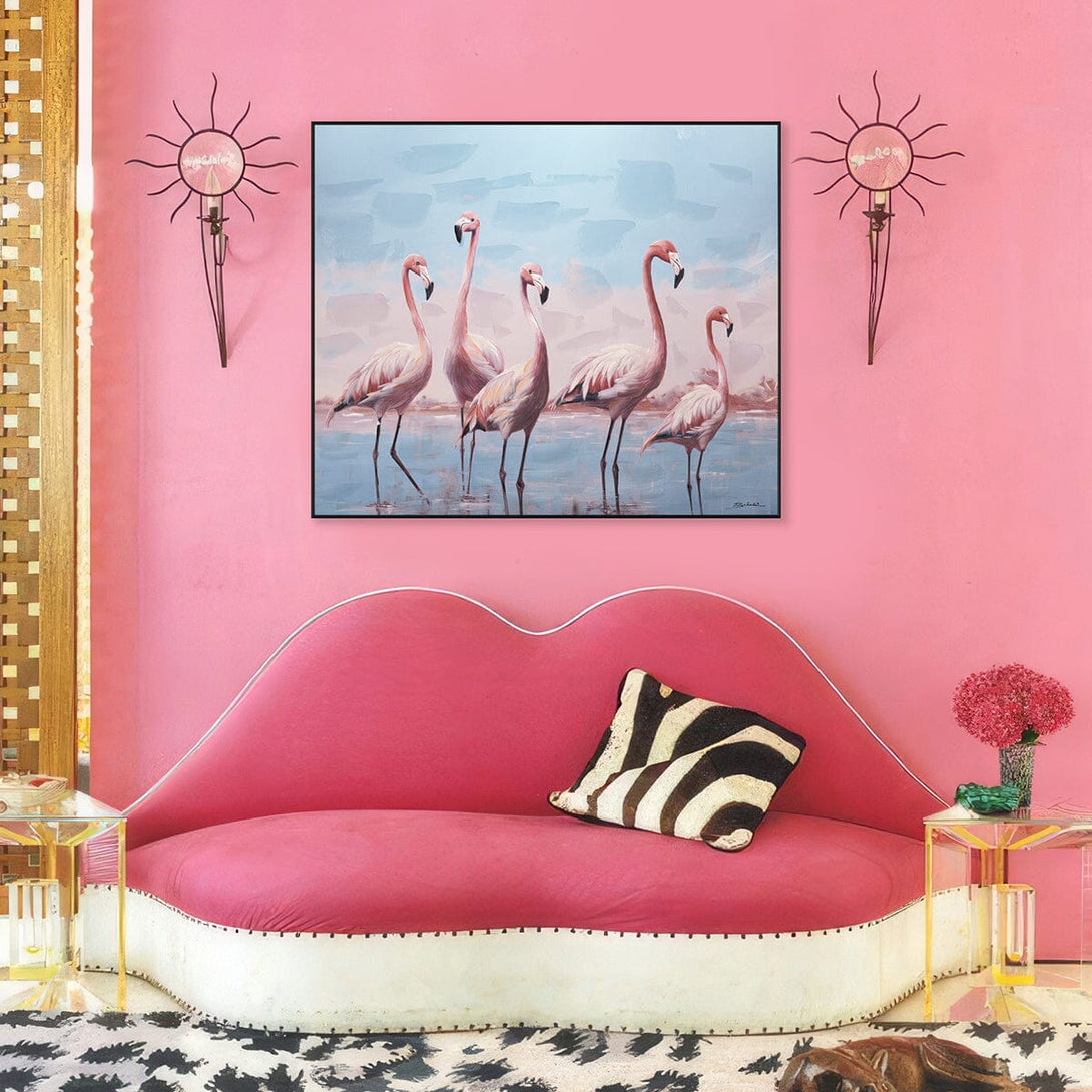 Morning Glow - Flamingos by the Lake#M6069 Painting artwepaint 