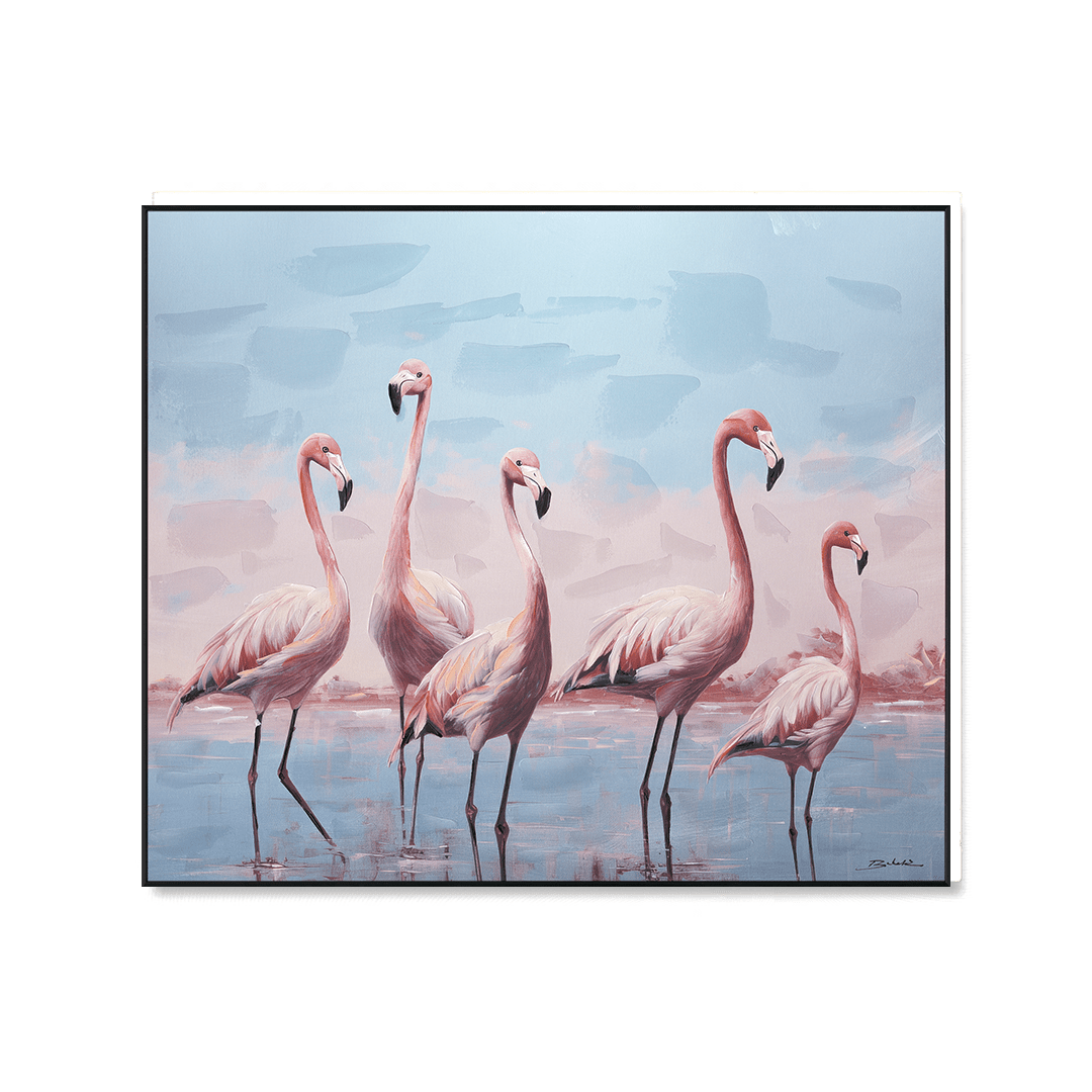 Morning Glow - Flamingos by the Lake#M6069 Painting artwepaint 