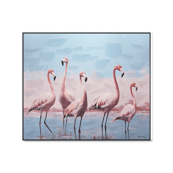Morning Glow - Flamingos by the Lake#M6069 Painting artwepaint 
