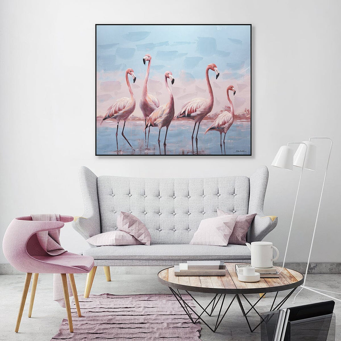 Morning Glow - Flamingos by the Lake#M6069 Painting artwepaint 