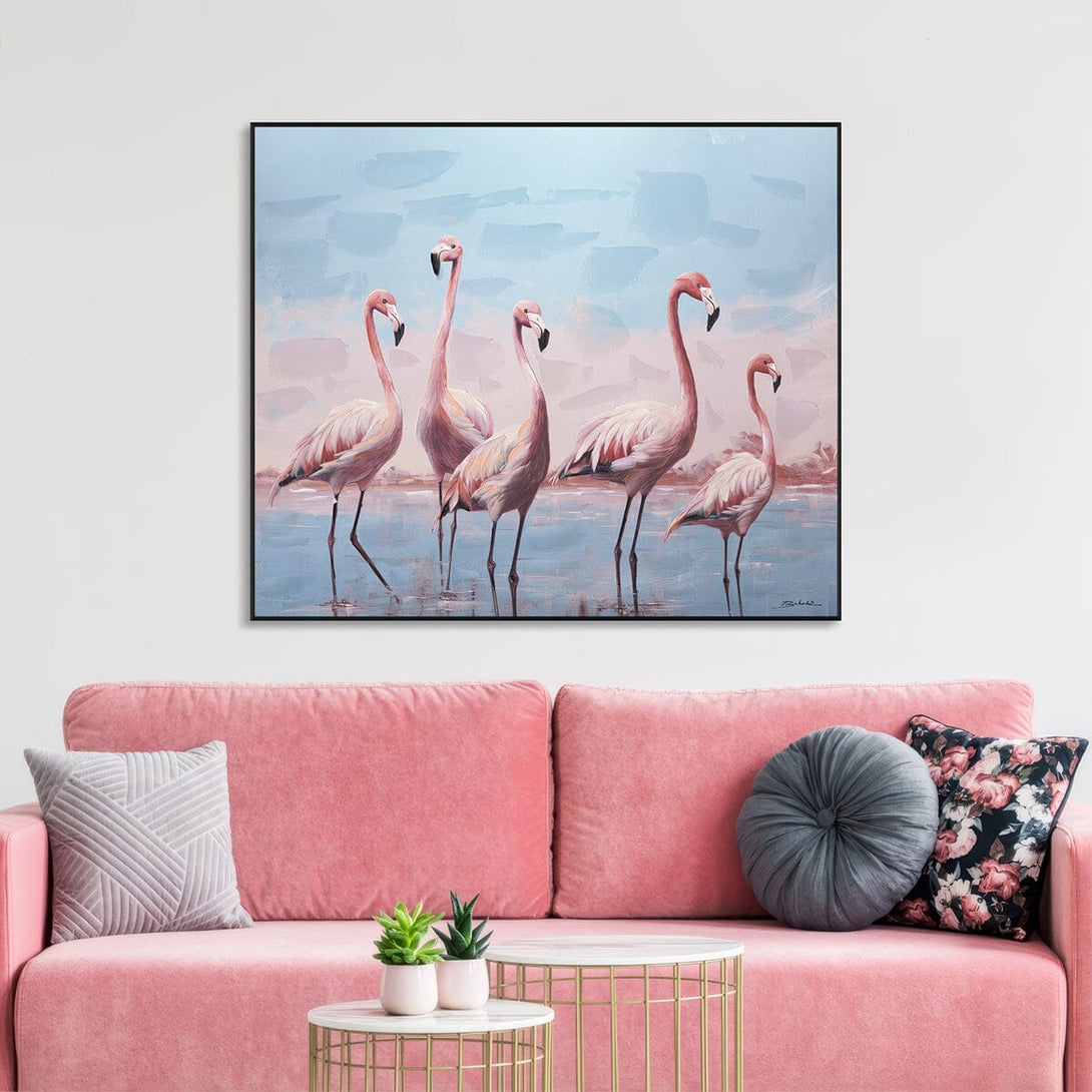 Morning Glow - Flamingos by the Lake#M6069 Painting artwepaint 