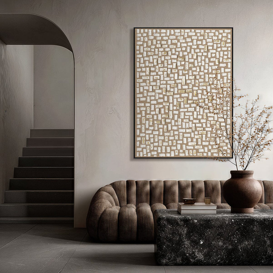 Mosaic Shine-White & Gold Abstract #J4123 Painting artwepaint 