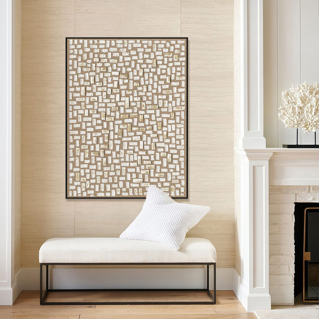 Mosaic Shine-White & Gold Abstract #J4123 Painting artwepaint 