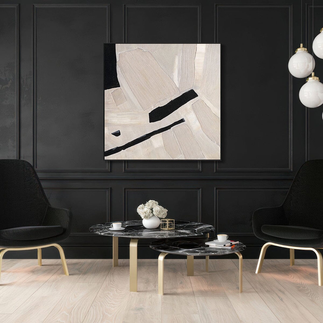 Neutral Path – Beige Black Abstract Texture #M5533 Painting artwepaint 