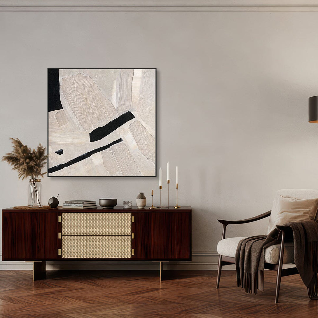 Neutral Path – Beige Black Abstract Texture #M5533 Painting artwepaint 