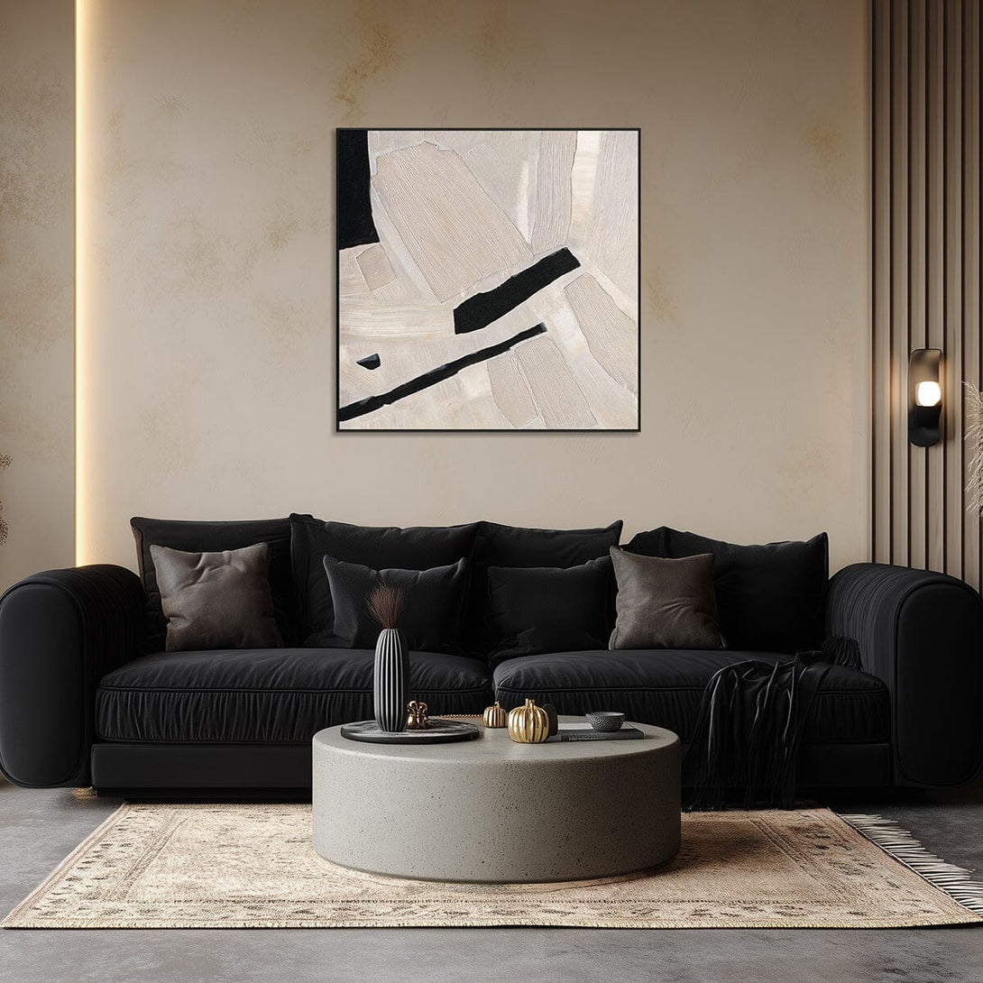 Neutral Path – Beige Black Abstract Texture #M5533 Painting artwepaint 