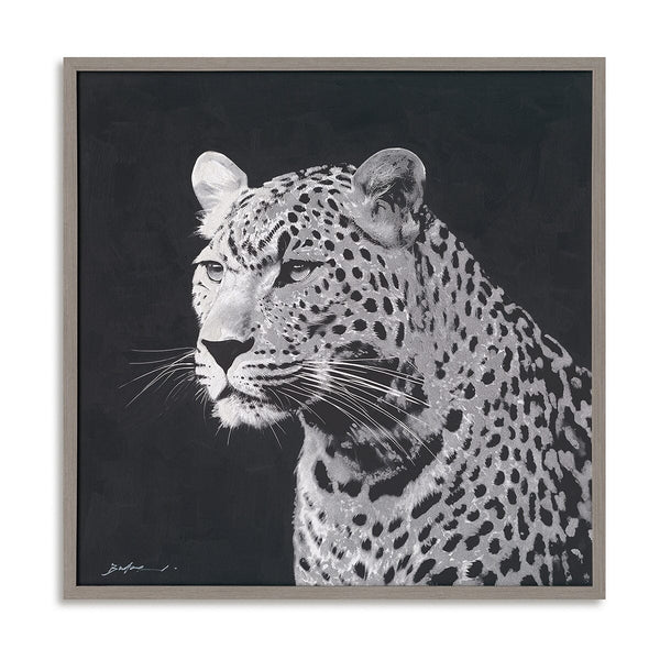 Nocturnal Gaze - Black and White Leopard Oil Painting#M8090 Painting artwepaint 