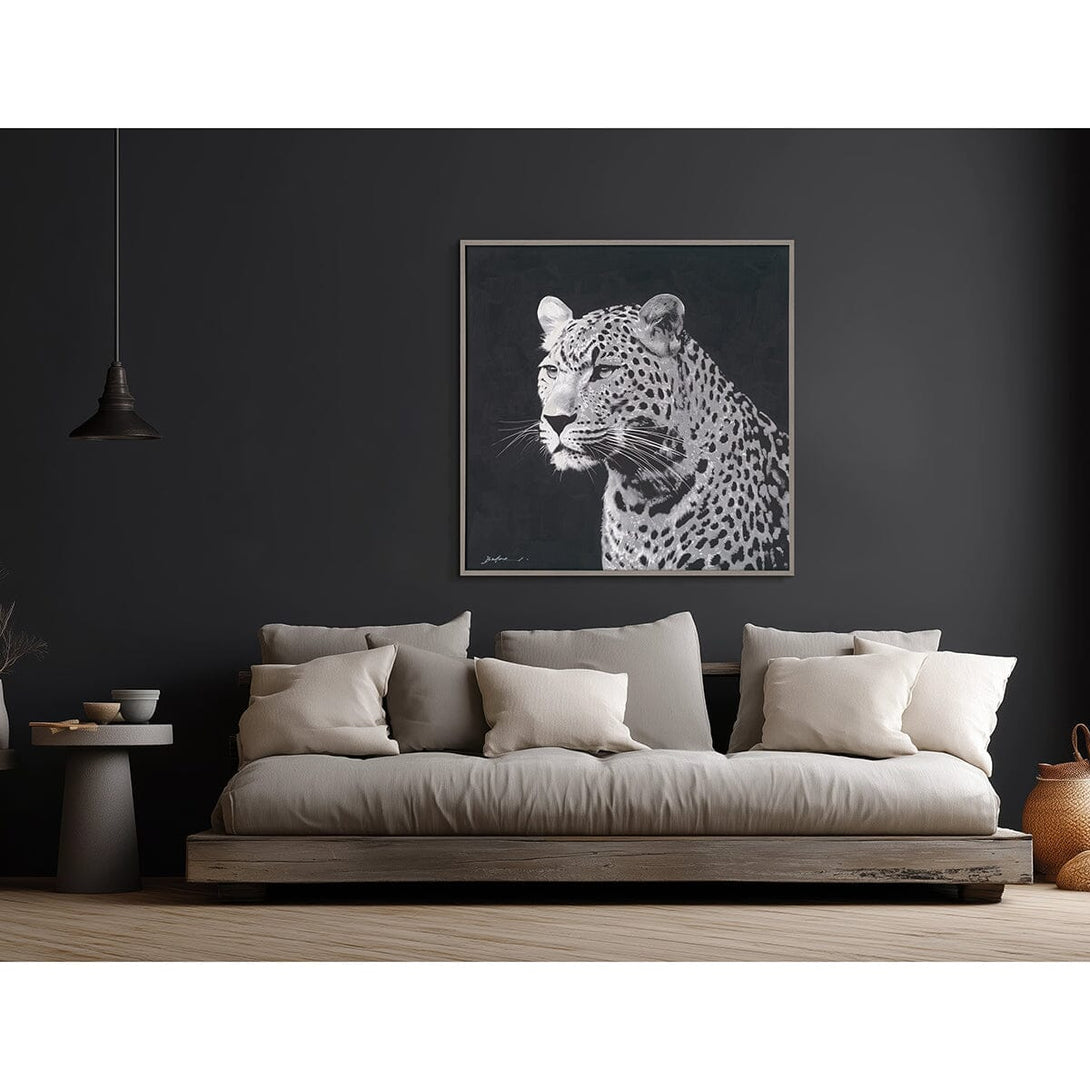 Nocturnal Gaze - Black and White Leopard Oil Painting#M8090 Painting artwepaint 