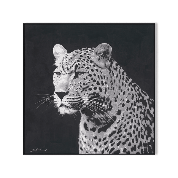 Nocturnal Gaze - Black and White Leopard Oil Painting#M8090 Painting artwepaint 