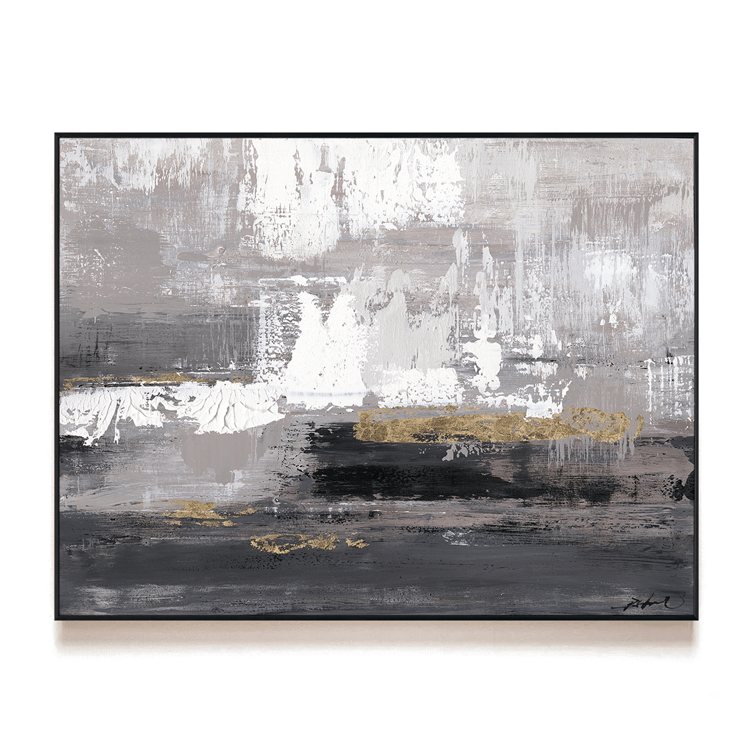 Nocturnal Reverie - Gray & Gold Abstract #M8113 Painting artwepaint 