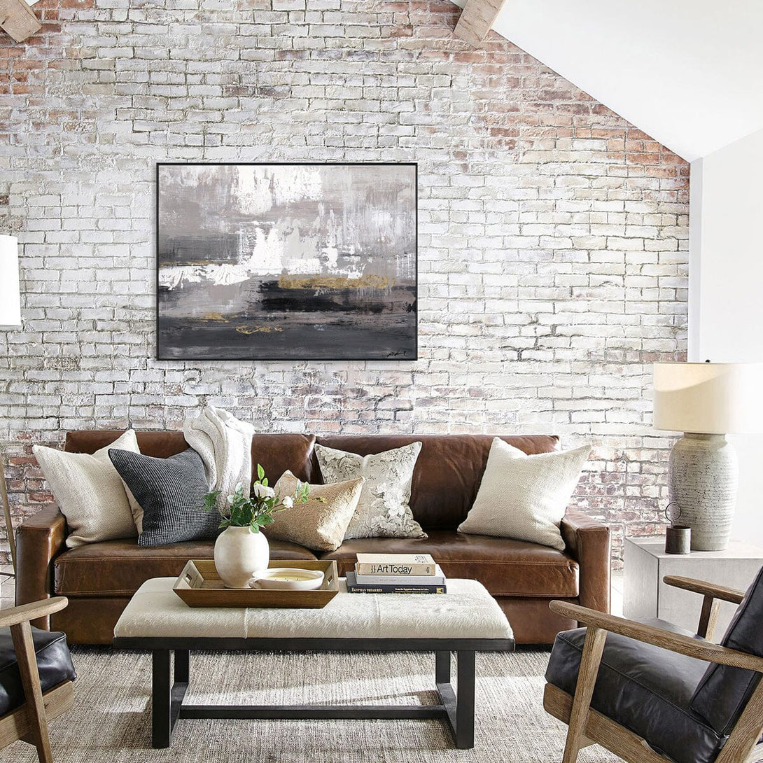 Nocturnal Reverie - Gray & Gold Abstract #M8113 Painting artwepaint 