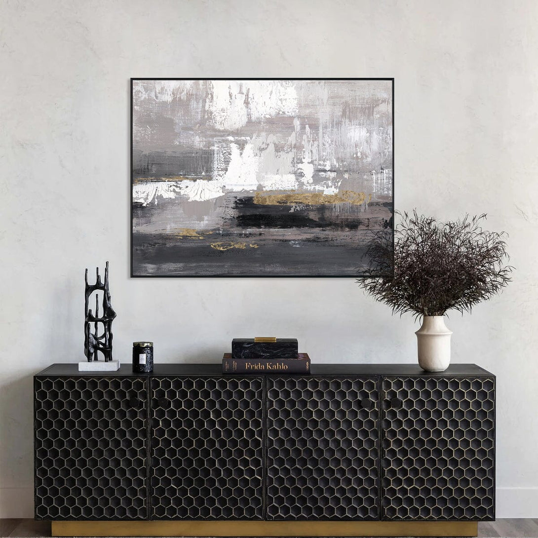 Nocturnal Reverie - Gray & Gold Abstract #M8113 Painting artwepaint 