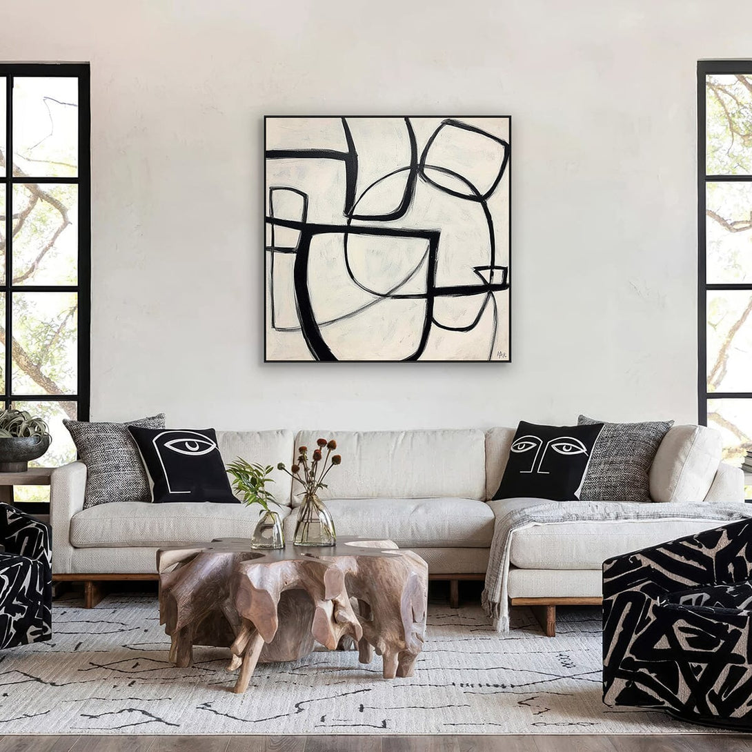 Noir Balance - Black Line Abstract Painting #PKS6(298) Painting artwepaint 