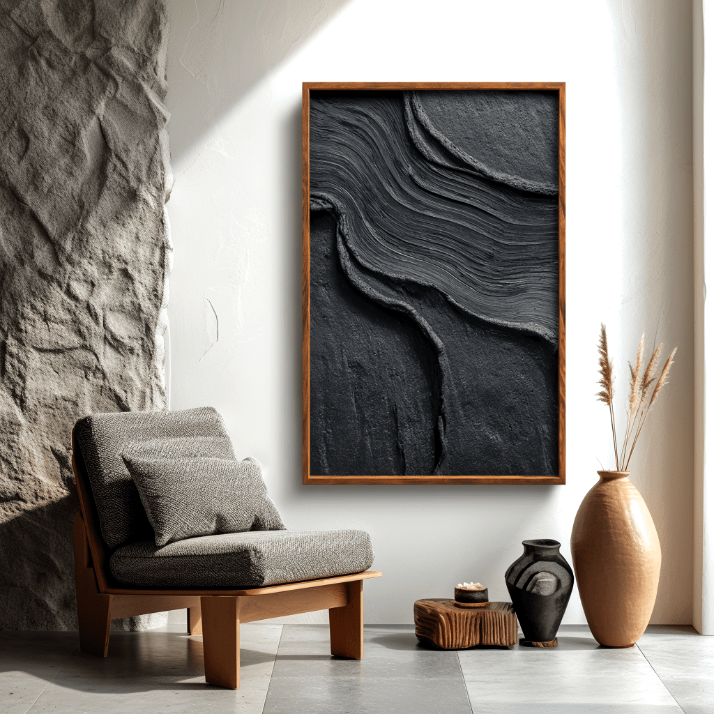 Obsidian Flow – Dark Textured Wall Art #awp67 Painting artwepaint 