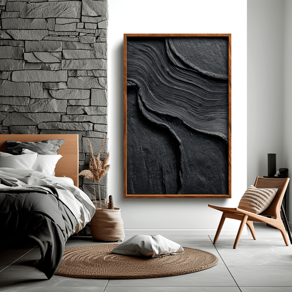 Obsidian Flow – Dark Textured Wall Art #awp67 Painting artwepaint 
