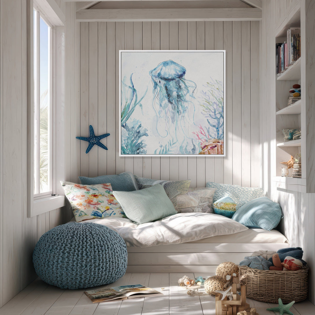 Ocean Blue Grace - Jellyfish Watercolor #M3570 Painting artwepaint 