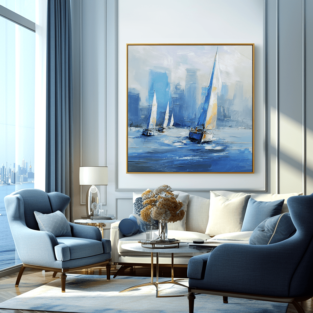 Ocean Drive – Blue Motion Sailboat Painting #awp64 Painting artwepaint 