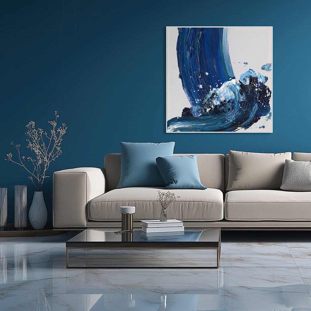 Ocean Rhythm - Blue Abstract Wave Painting#L5889 Painting artwepaint 